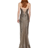 Abito da sera off-shoulder Salima in bronzo 