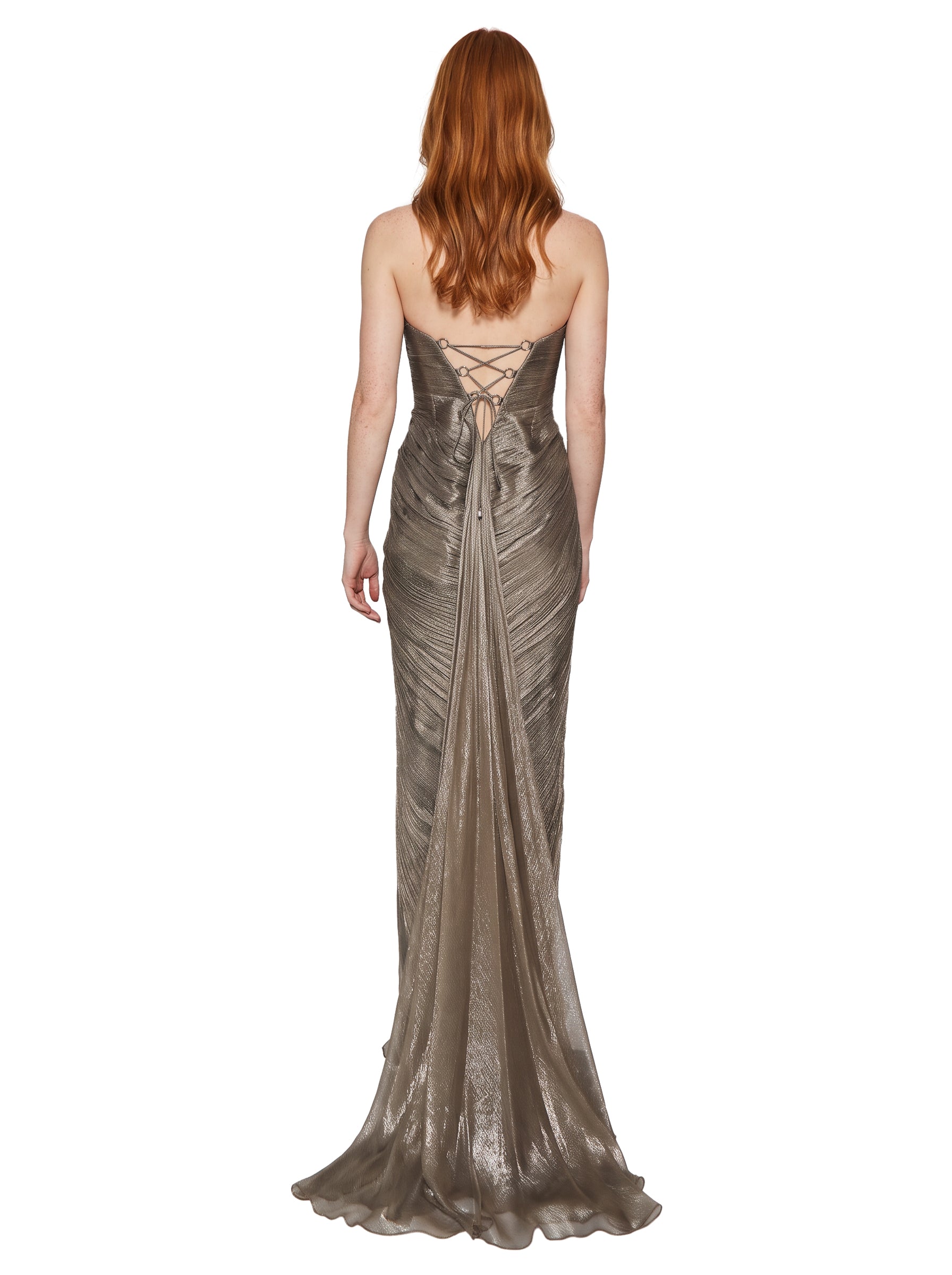 Abito da sera off-shoulder Salima in bronzo 