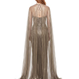 Abito da sera off-shoulder Salima in bronzo 