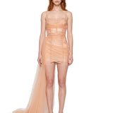 Abito da sera con tulle Elsinora color pesca 