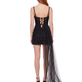 Abito da sera con tulle Latifa in nero 