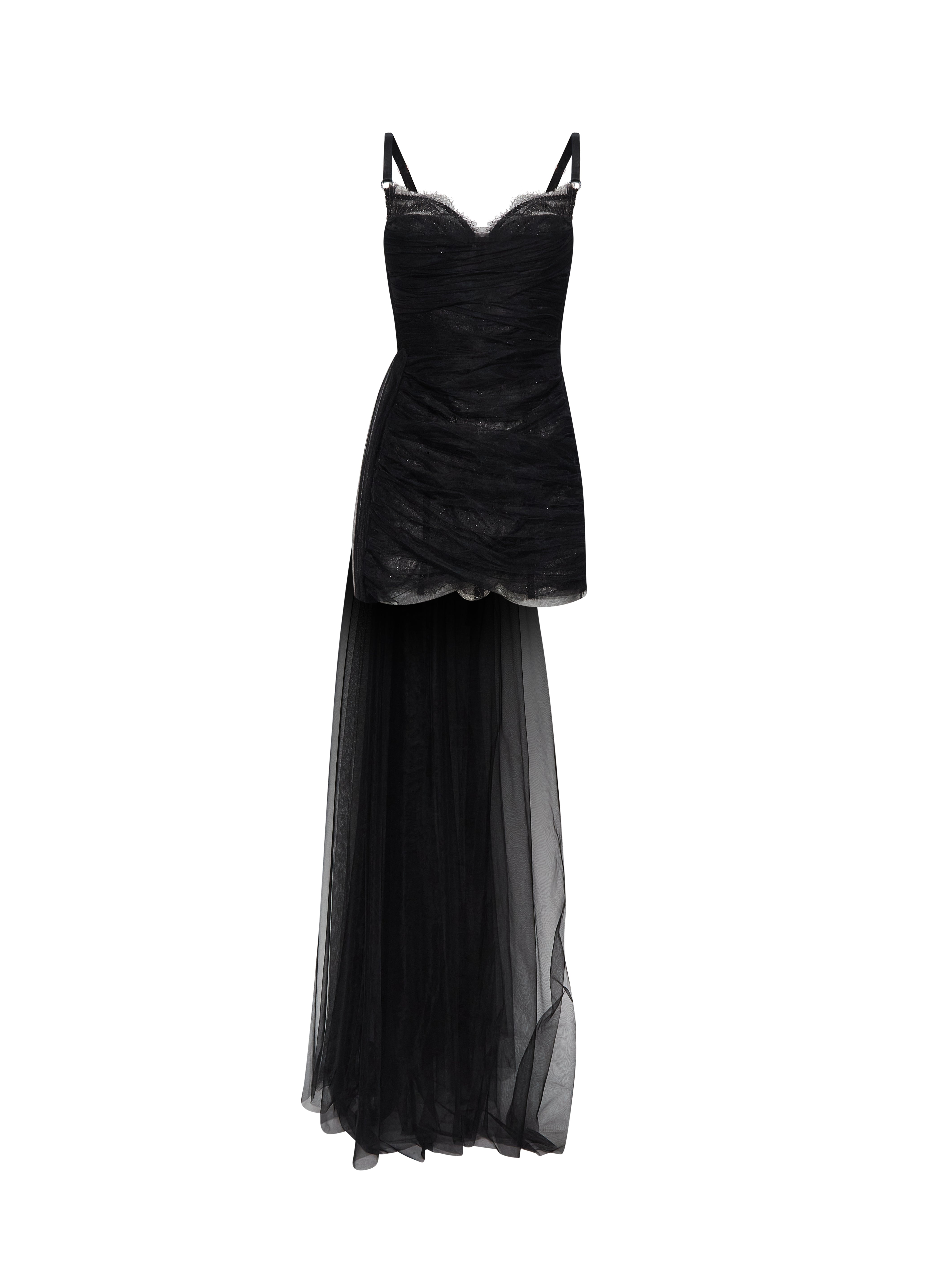 Abito da sera con tulle Latifa in nero 