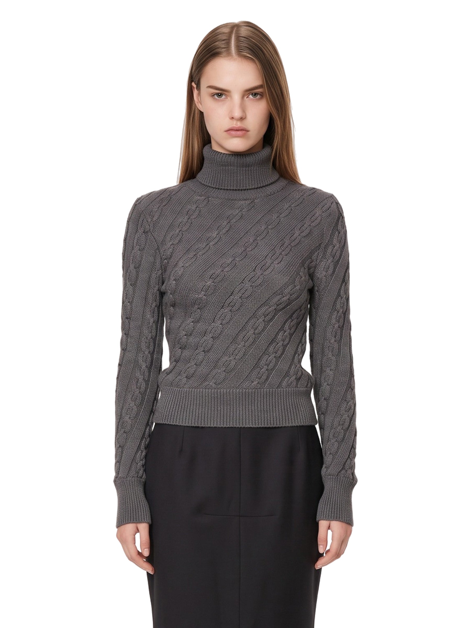 Maglione a trecce Jacqueline in grigio 