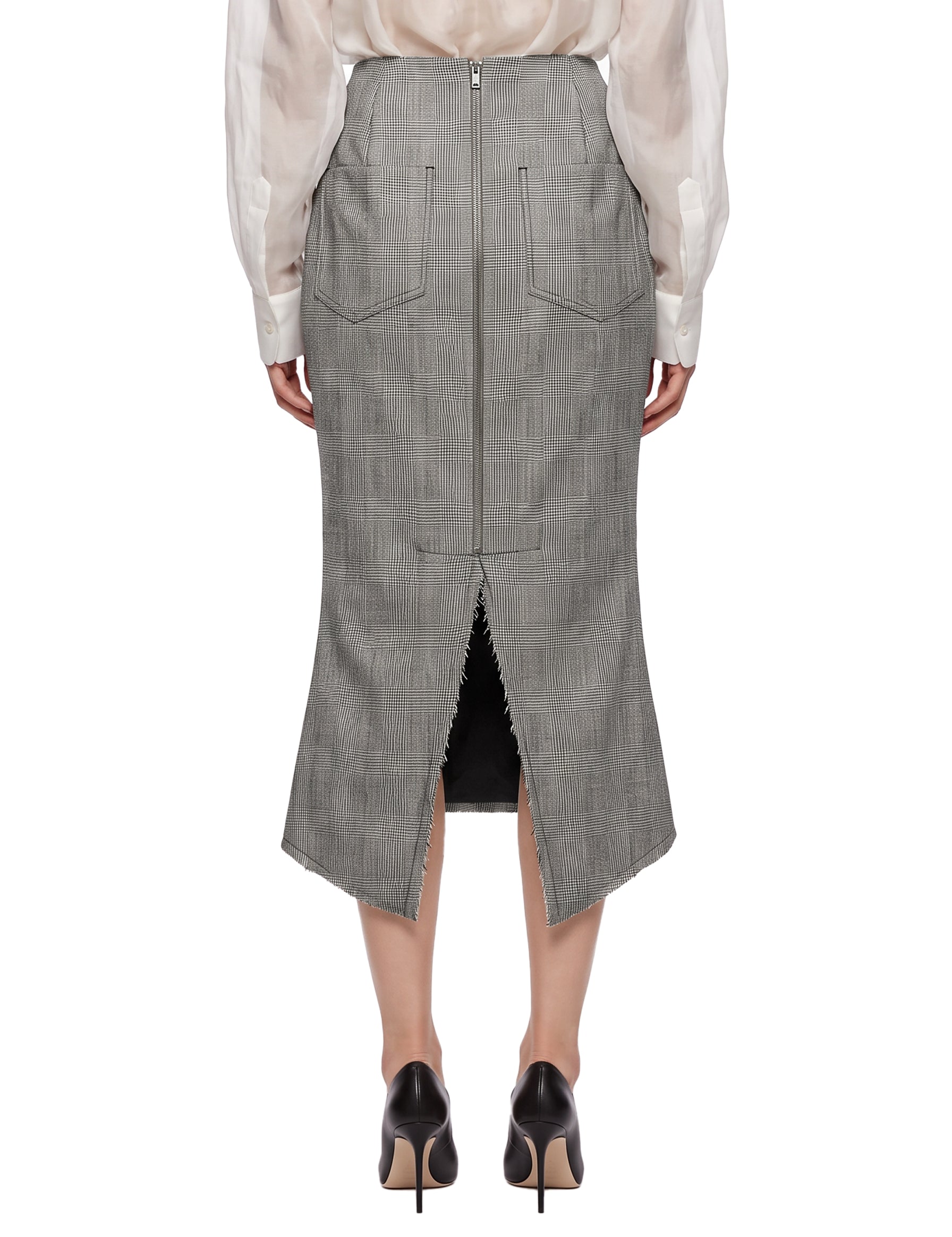 Gonna midi a quadri Madame in grigio 