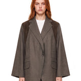 Blazer con inserti in suede marrone 