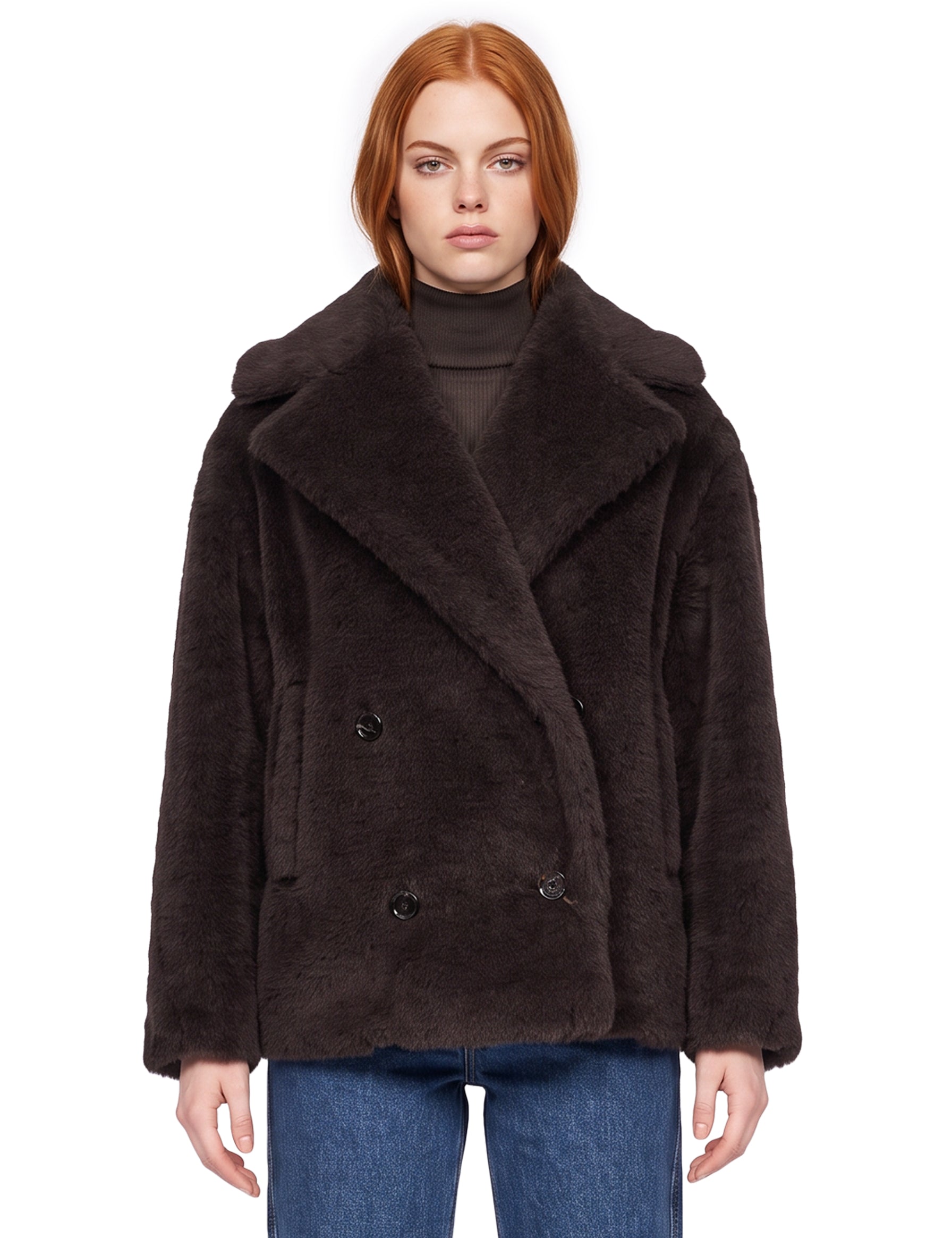 Cappotto Teddy corto in marrone 