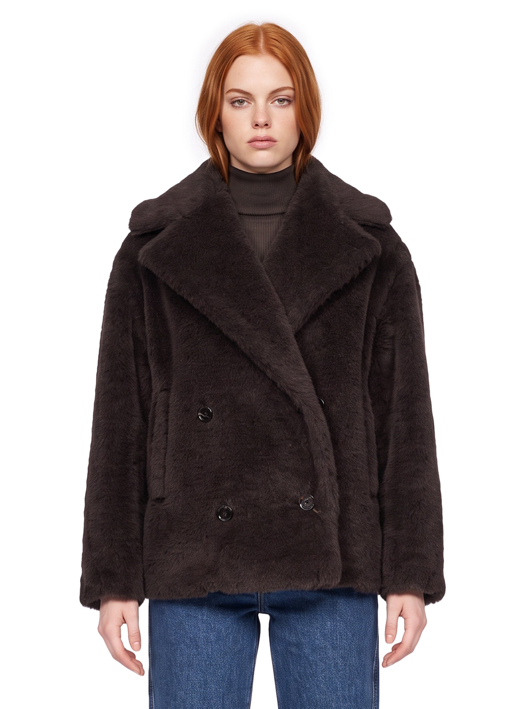Cappotto Teddy corto in marrone 