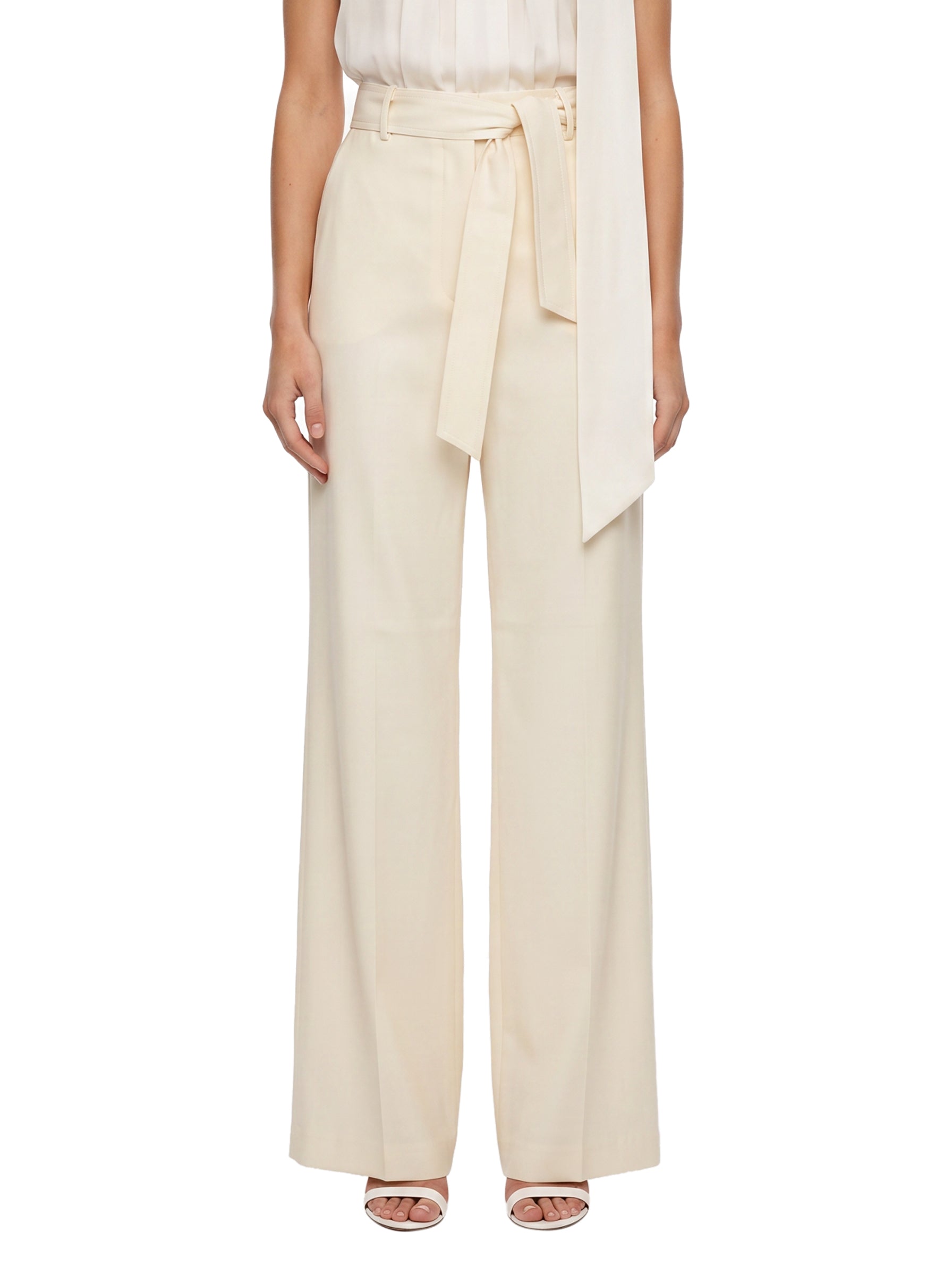 Pantalone in lana con cintura Editto in beige 