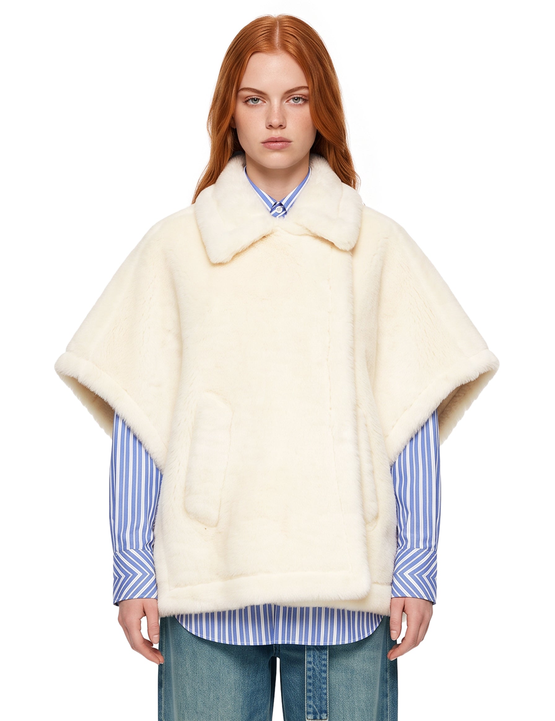 Cappotto doppiopetto Tebe in avorio 