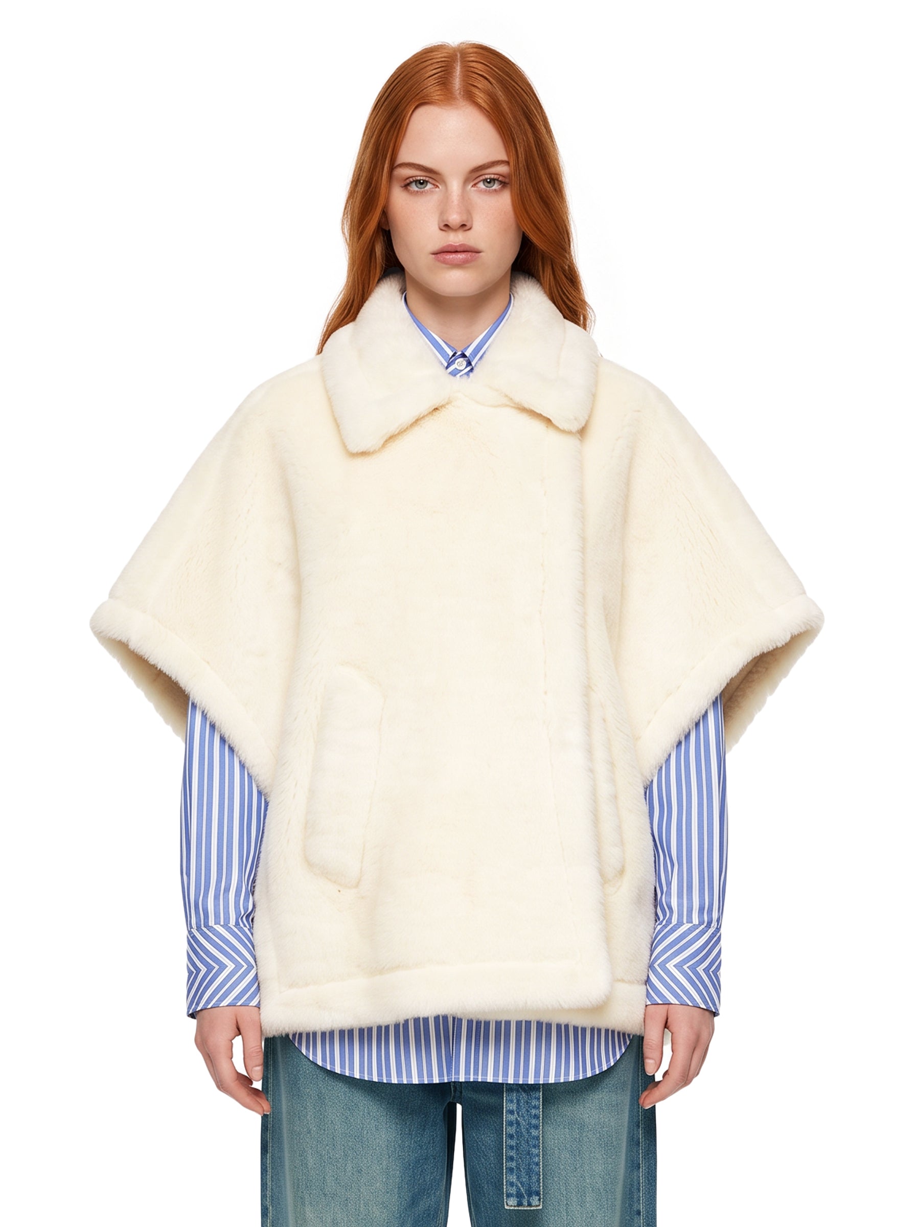 Cappotto doppiopetto Tebe in avorio 