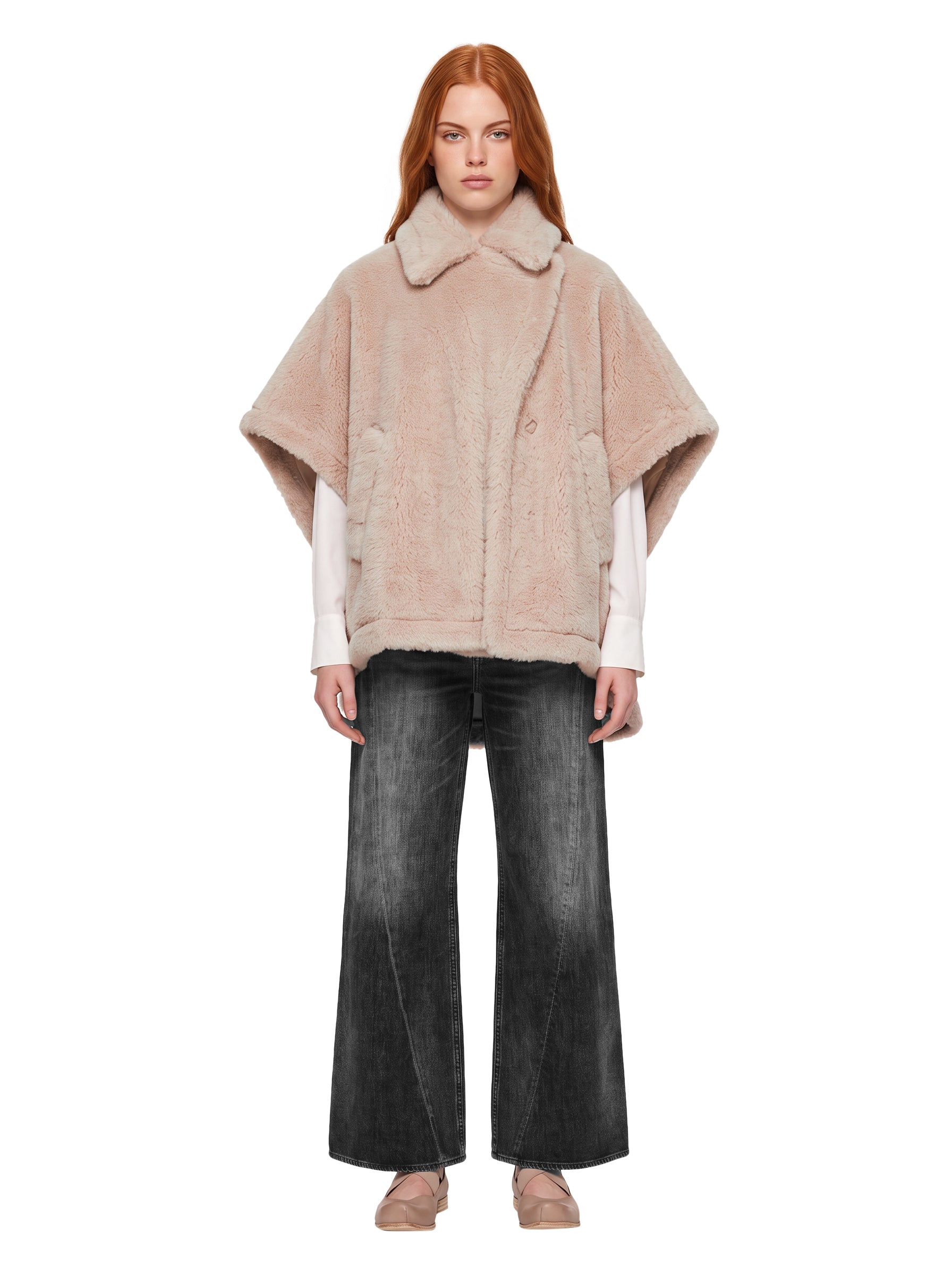 Cappotto doppiopetto Tebe in beige 