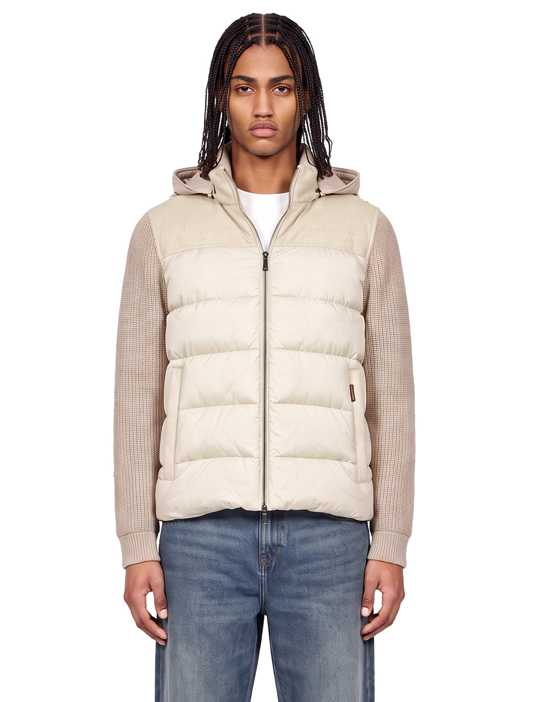 Giacca con cappuccio Allori in beige 