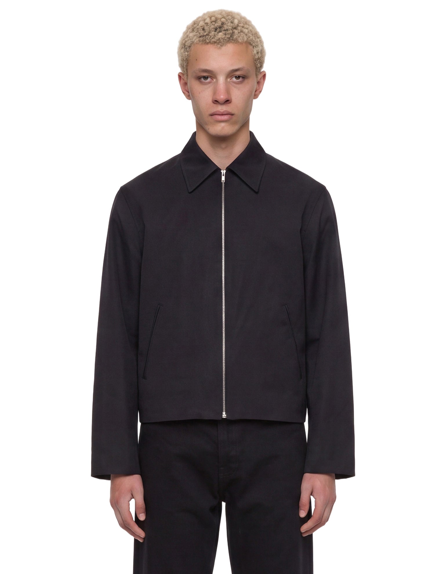 Giacca con zip in lana in nero 