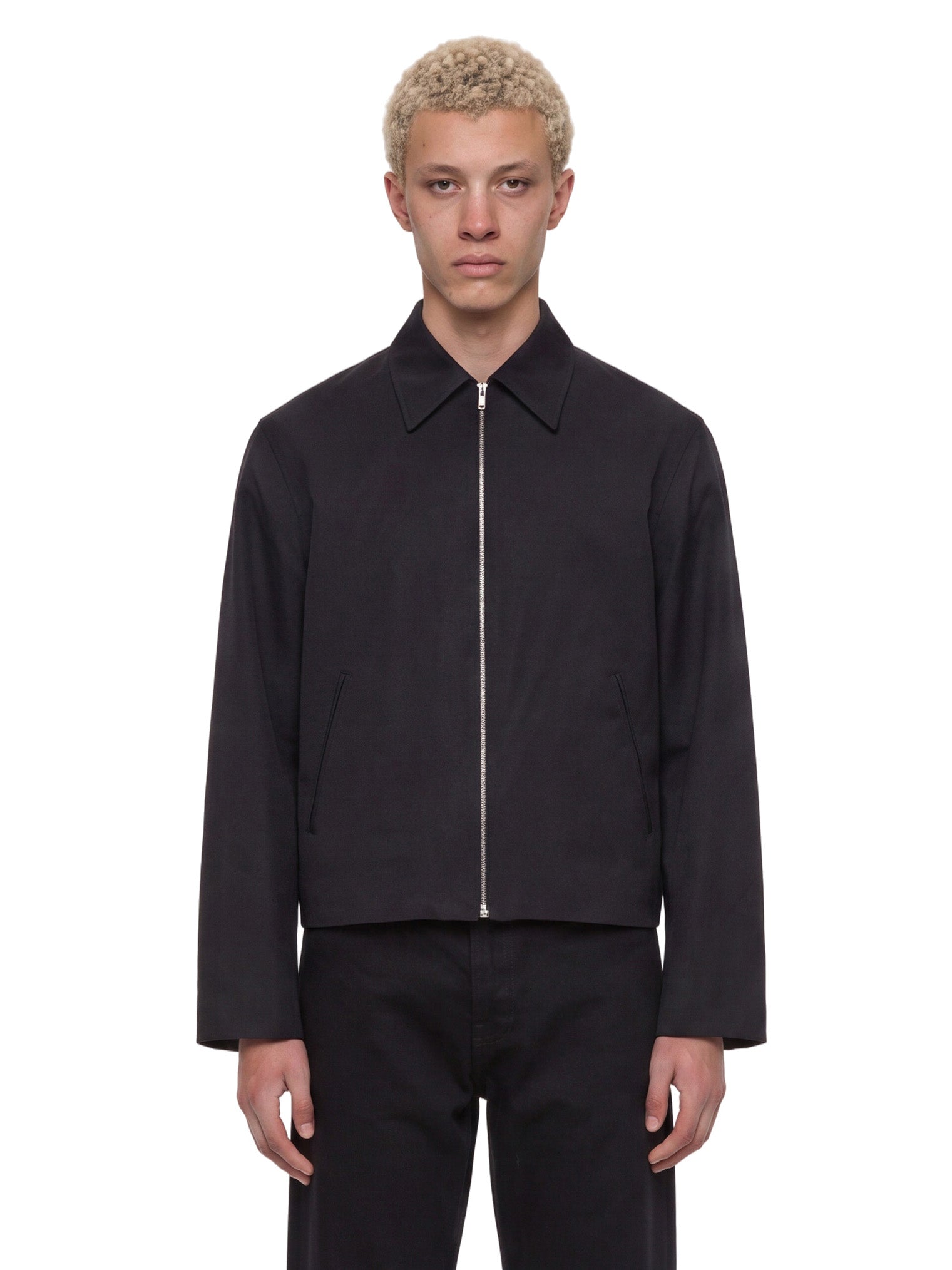 Giacca con zip in lana in nero 