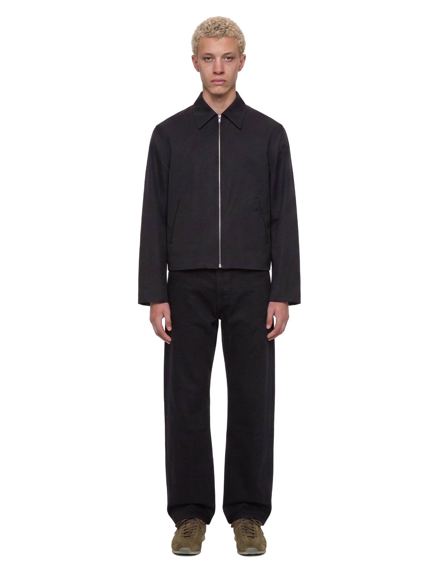 Giacca con zip in lana in nero 