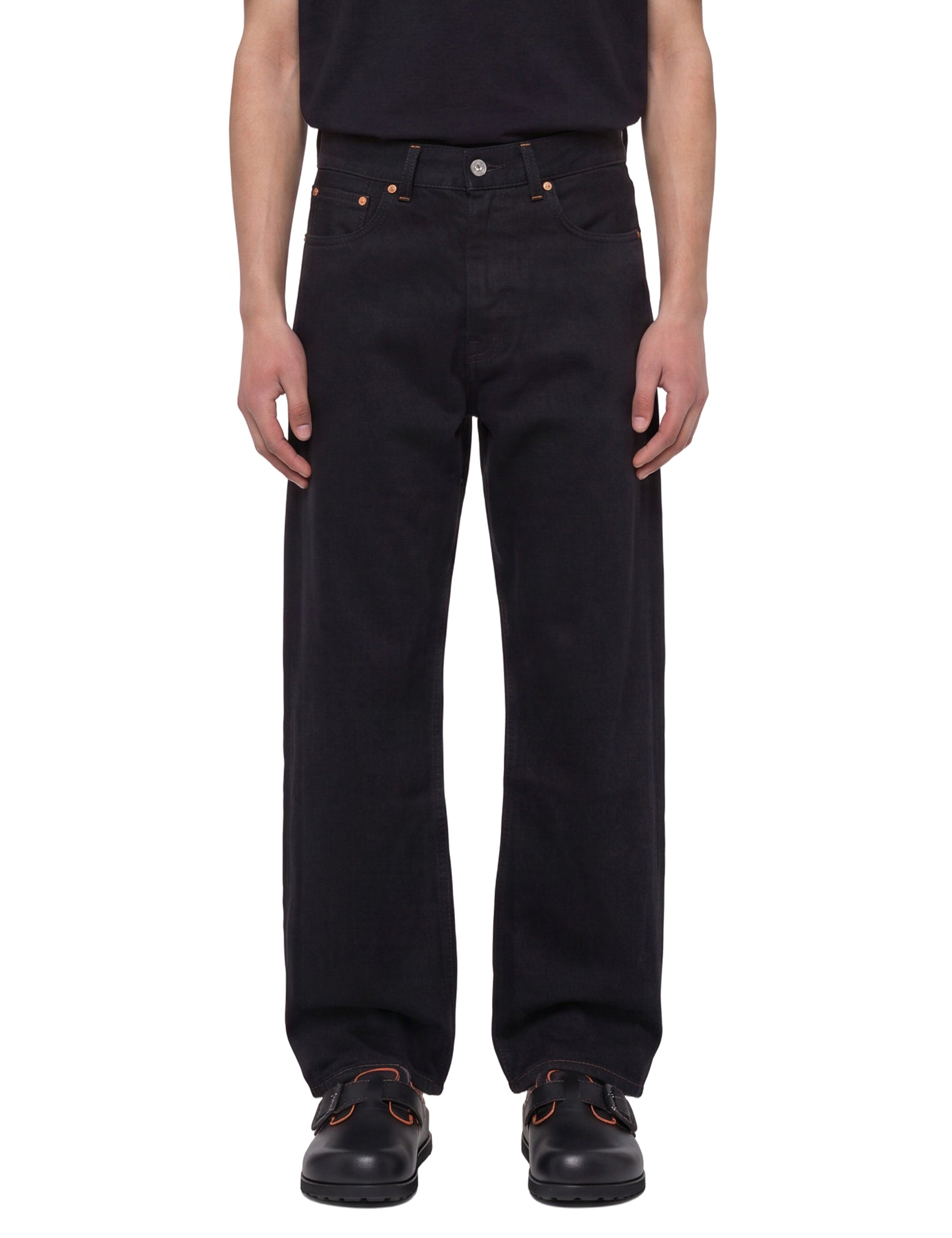 Jeans a gamba drittai in nero 