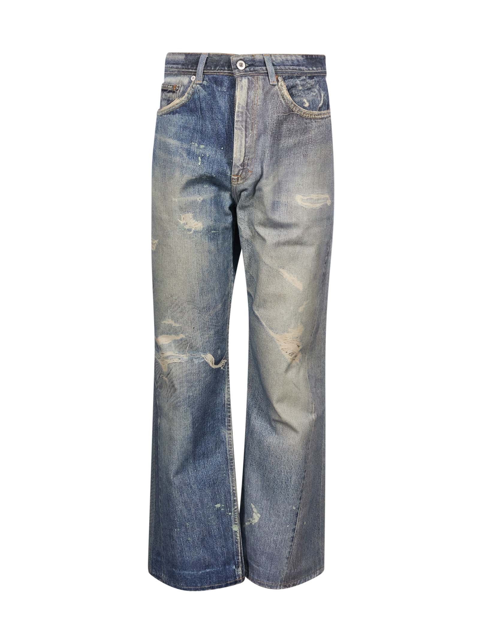 Jeans Third Cut con effetto vissuto in blu 