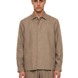 Giacca-camicia in lana in marrone 