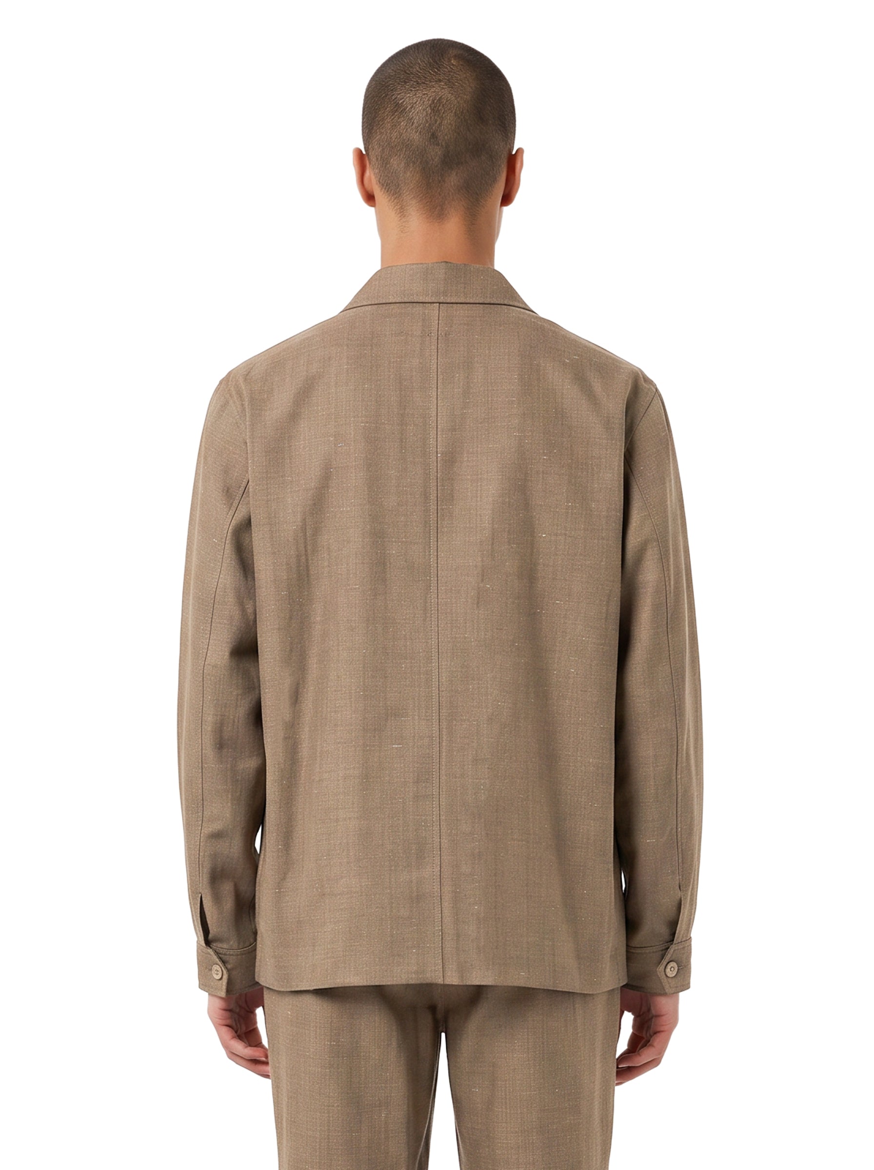 Giacca-camicia in lana in marrone 