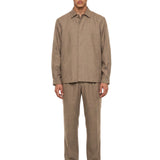 Giacca-camicia in lana in marrone 