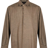 Giacca-camicia in lana in marrone 