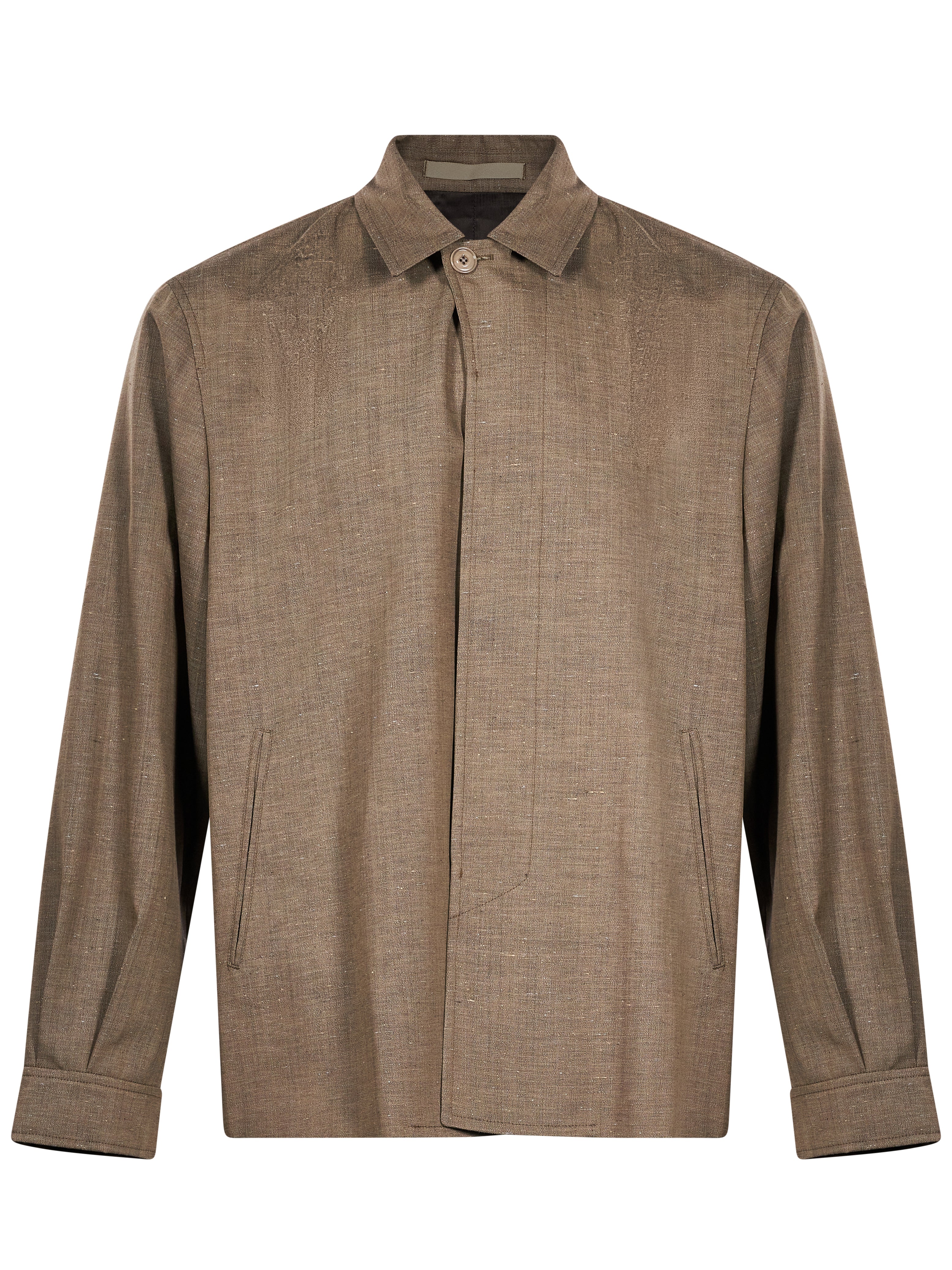 Giacca-camicia in lana in marrone 