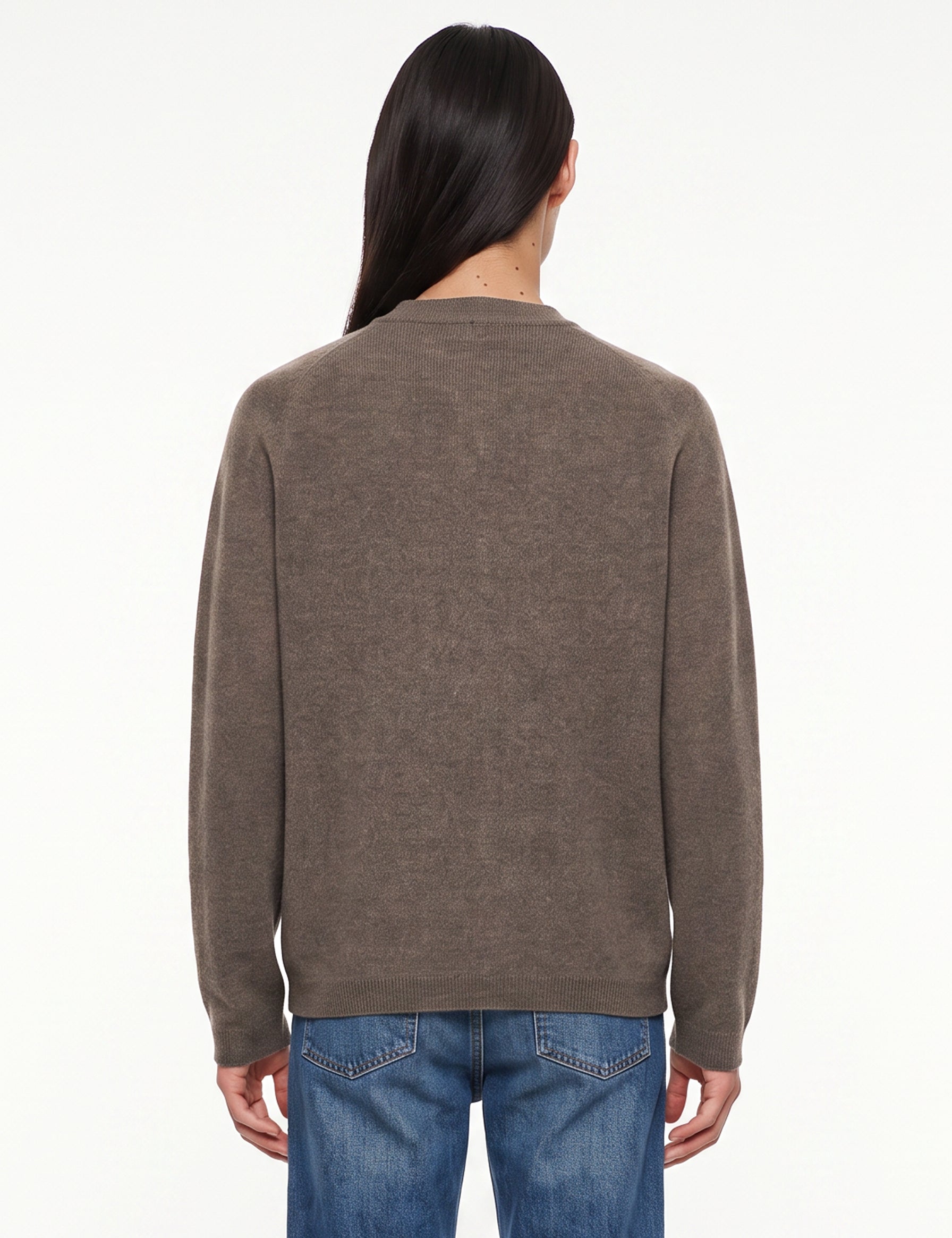 Cardigan in lana merino con zip in marrone 