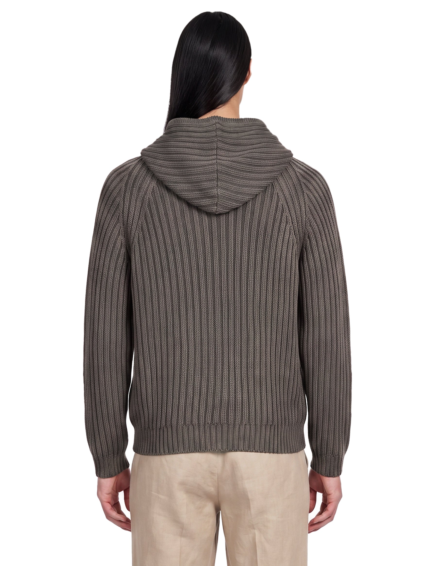Cardigan a coste con cappuccio Level in grigio 