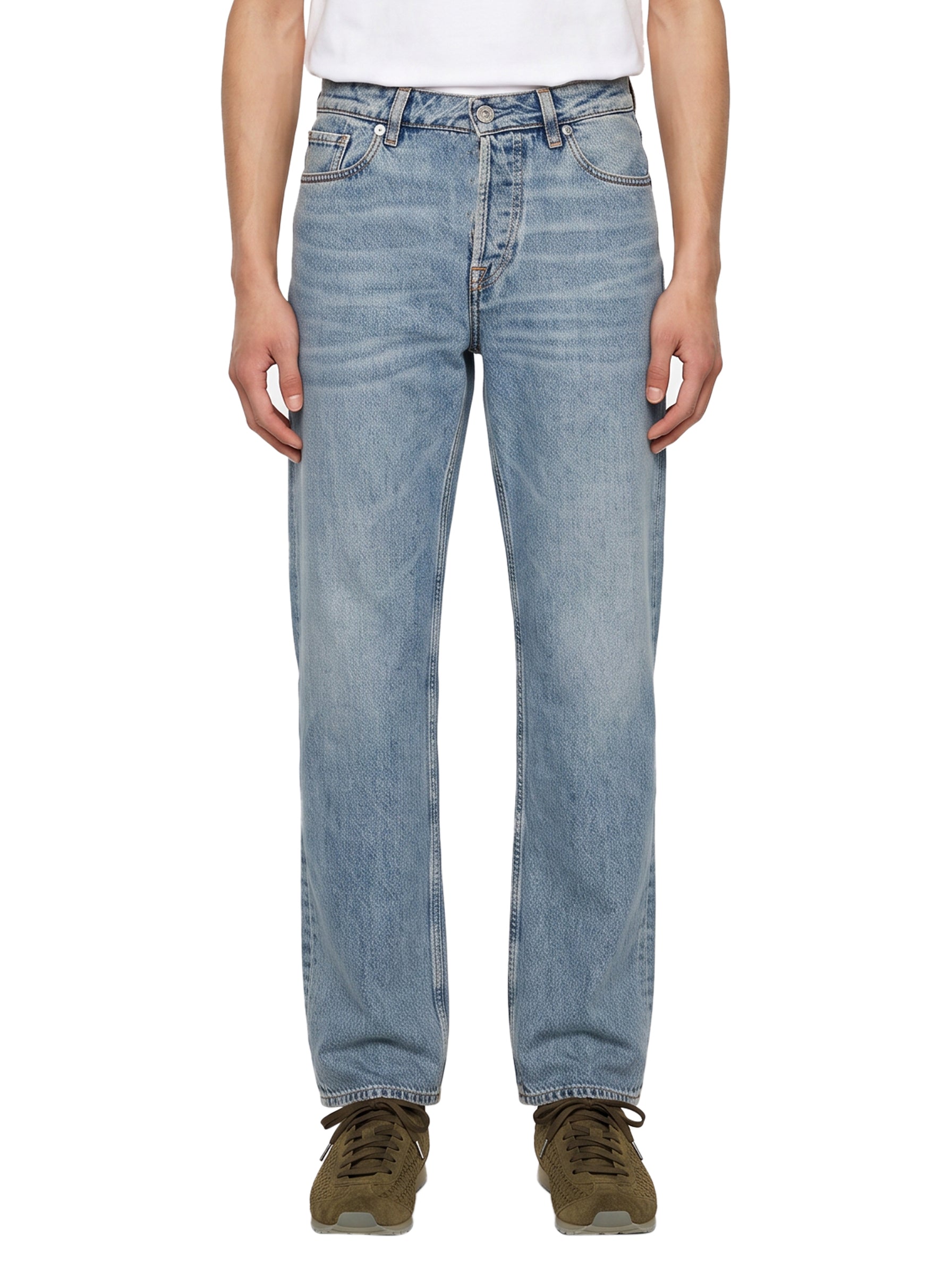 Jeans a gamba dritta slate cut in blu 