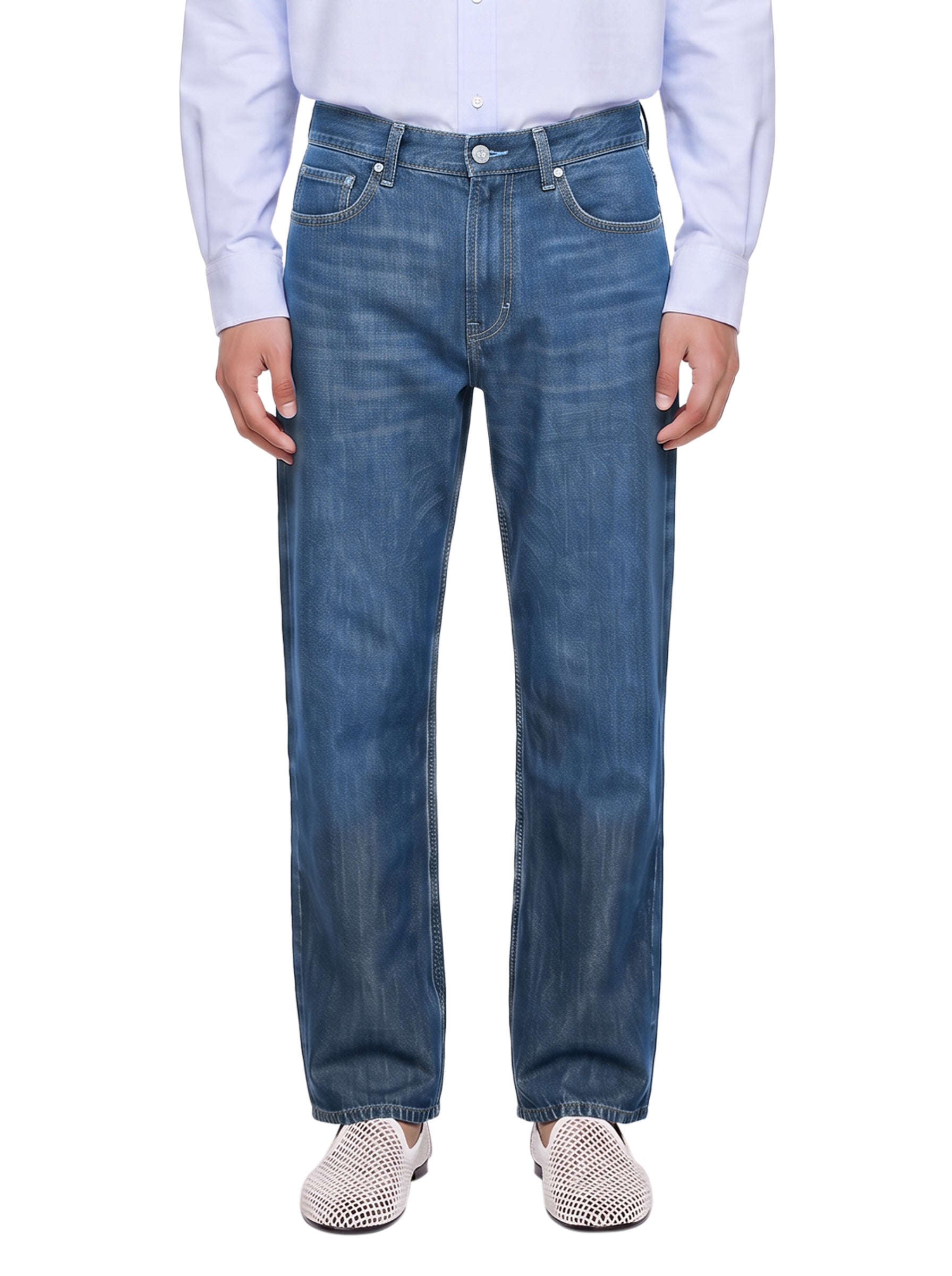 Jeans a gamba dritta Third Cut in blu 