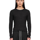 T-shirt a maniche lunghe a coste in nero 