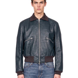 Mini bomber con zip in blu 