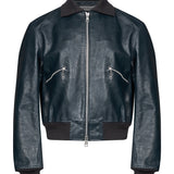 Mini bomber con zip in blu 
