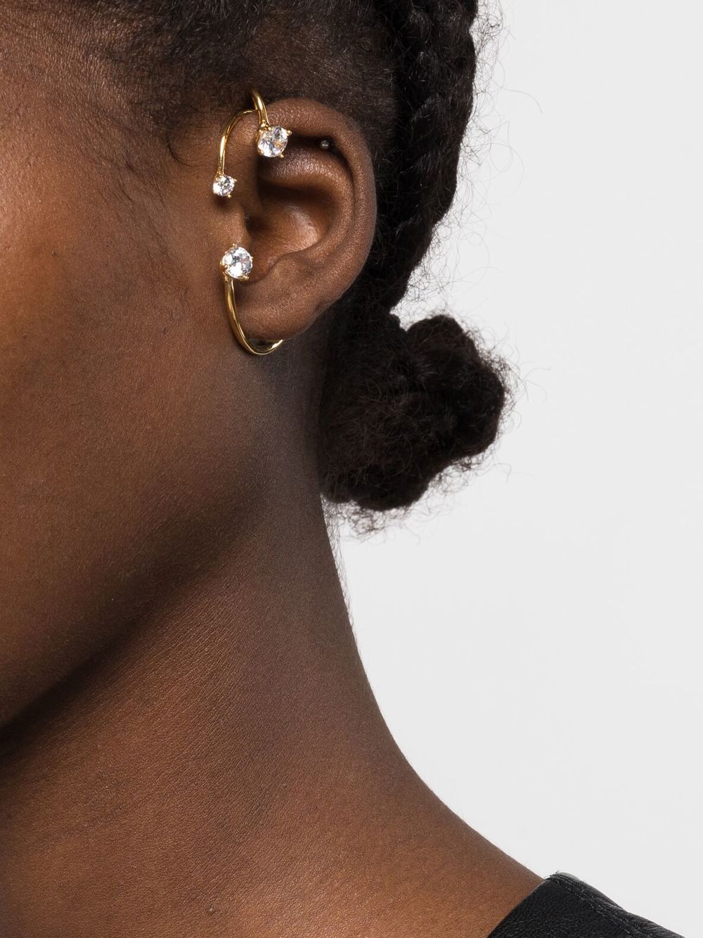 Ear cuff con tre cristalli in oro 