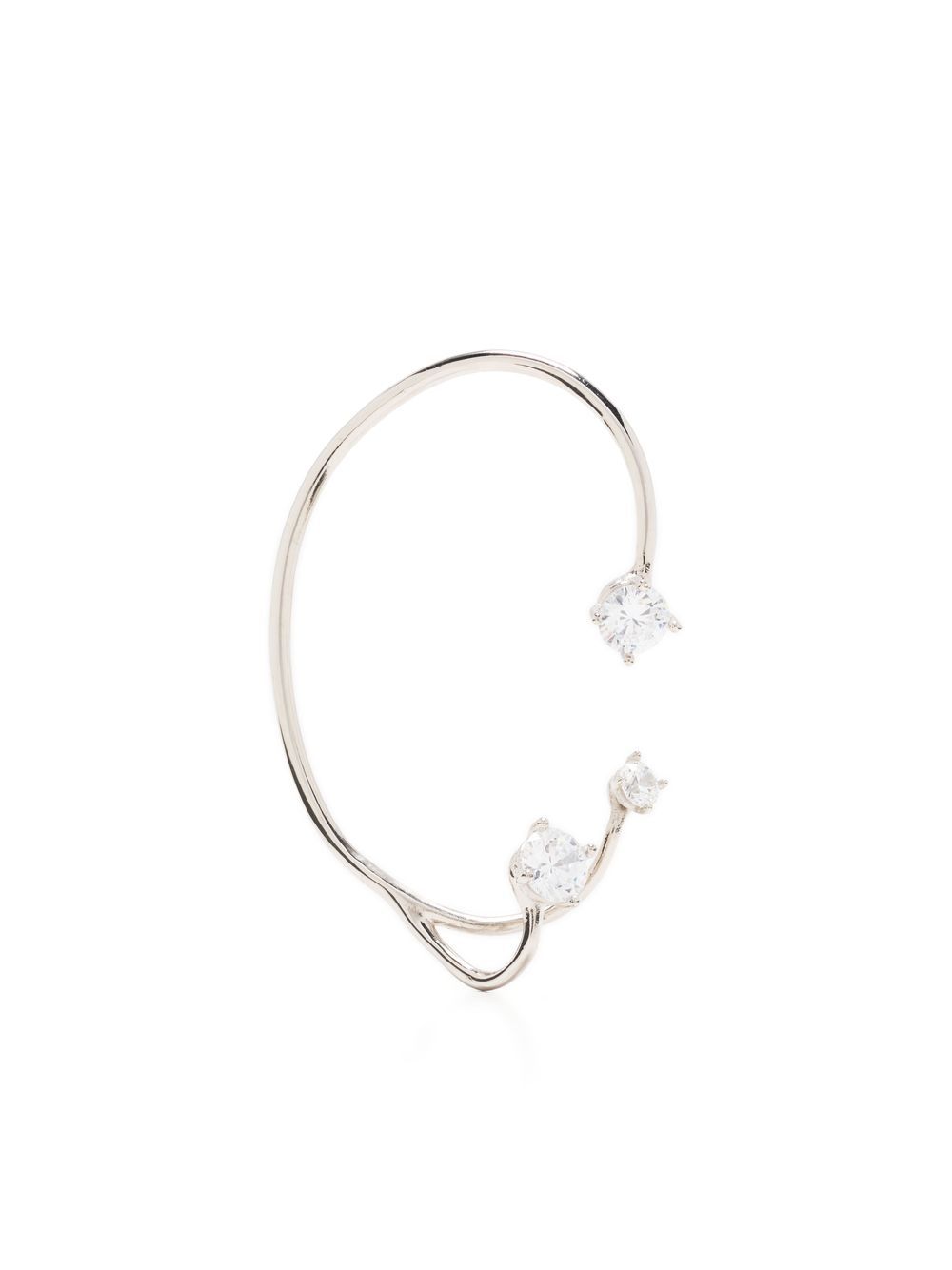 Ear cuff con tre cristalli in argento 