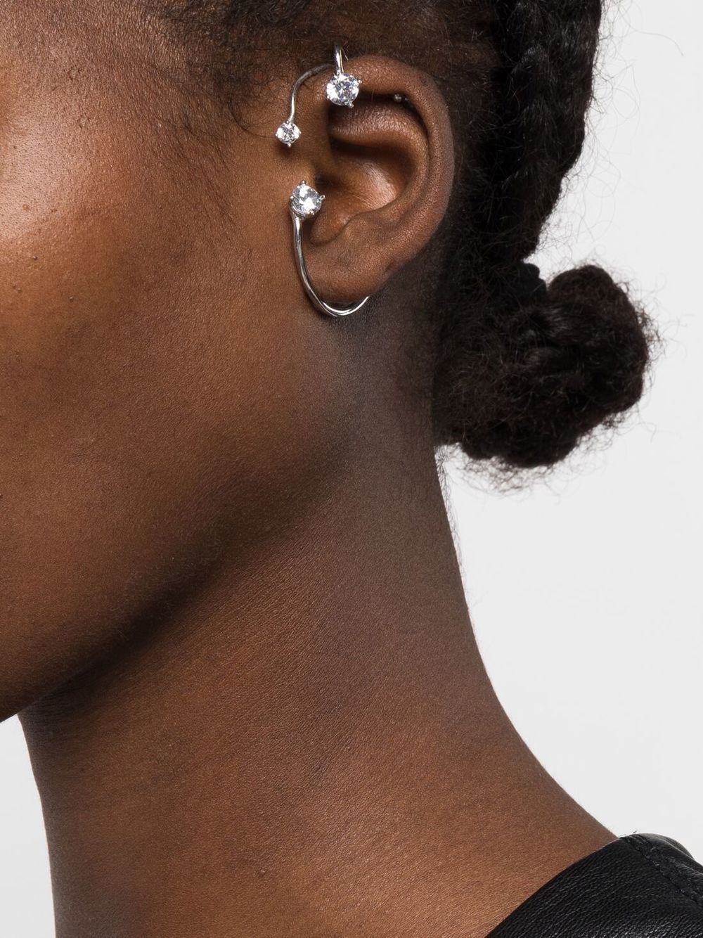 Ear cuff con tre cristalli in argento 