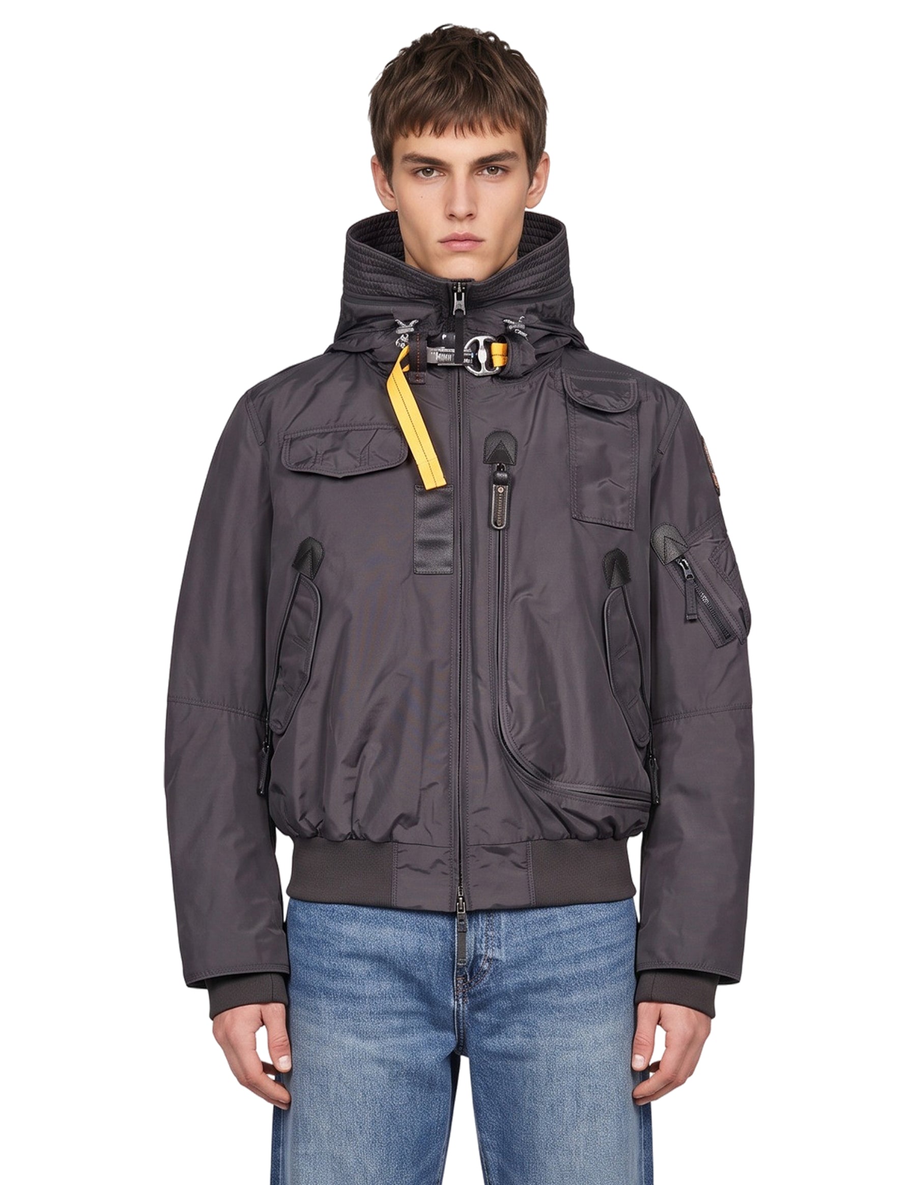 Bomber Gobi con cappuccio in grigio 
