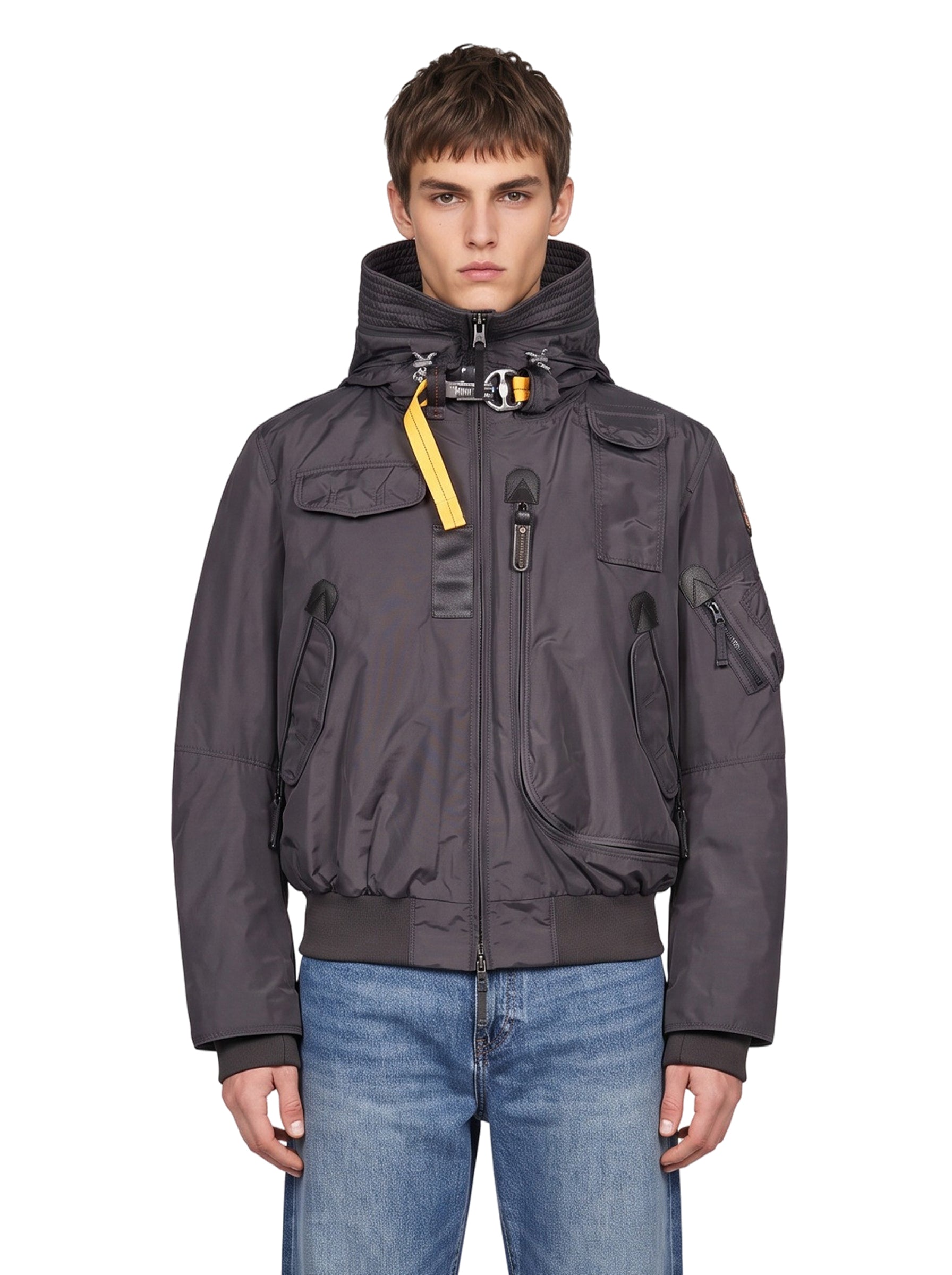 Bomber Gobi con cappuccio in grigio 
