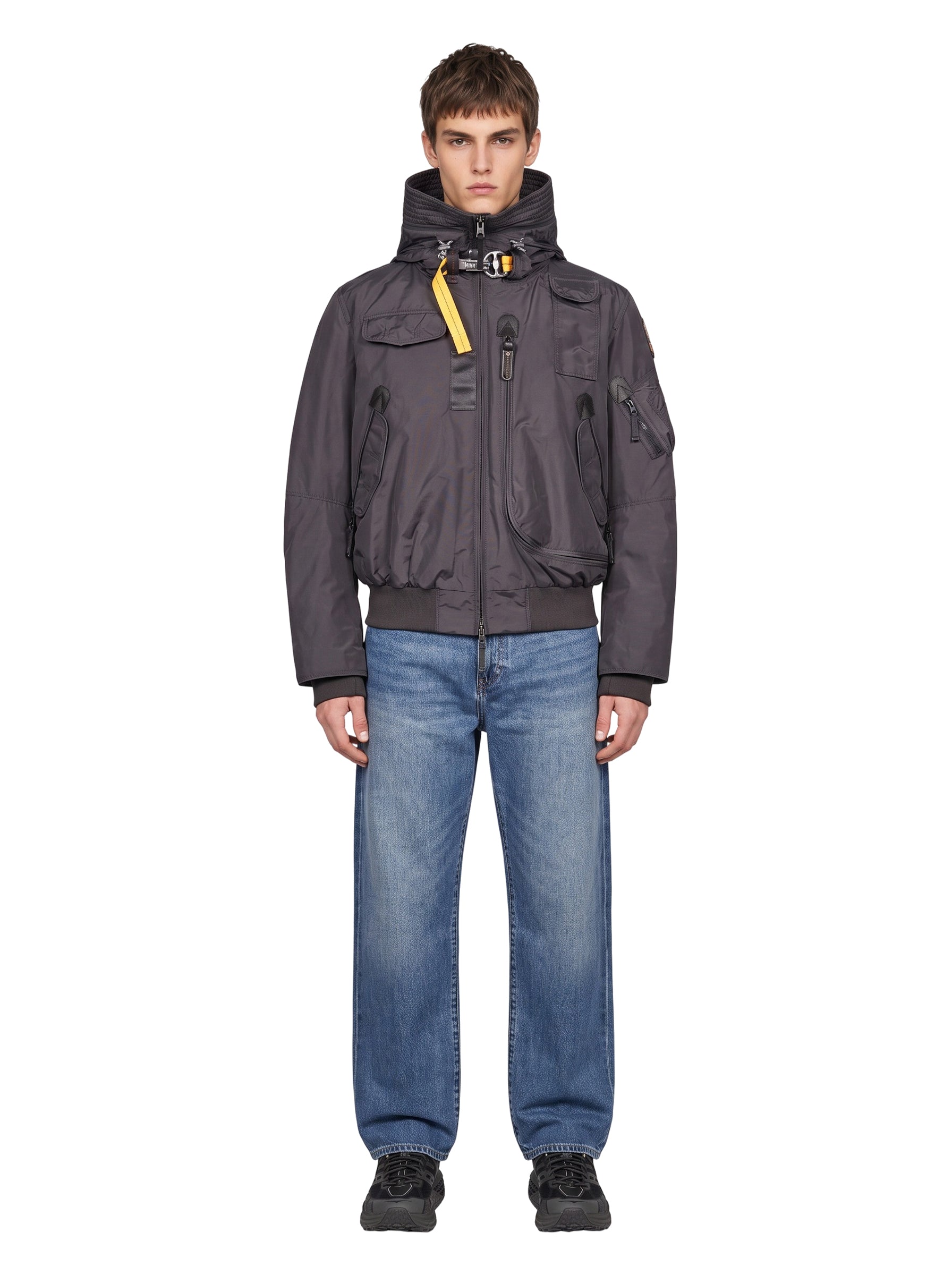 Bomber Gobi con cappuccio in grigio 
