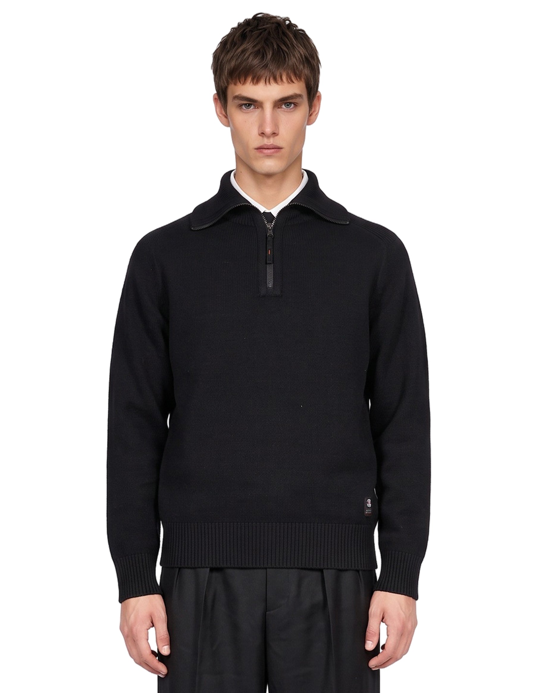 Maglione con mezza zip in nero 