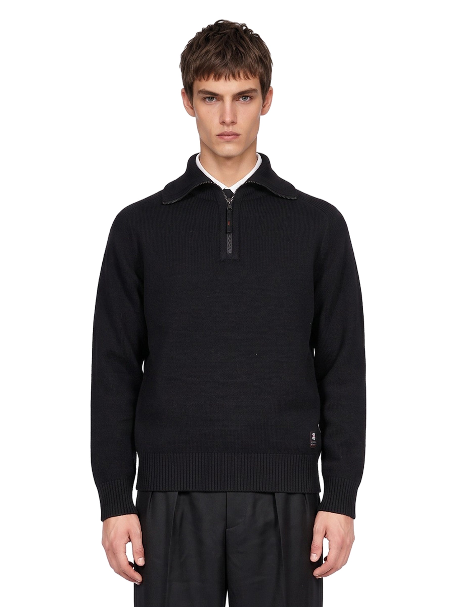 Maglione con mezza zip in nero 