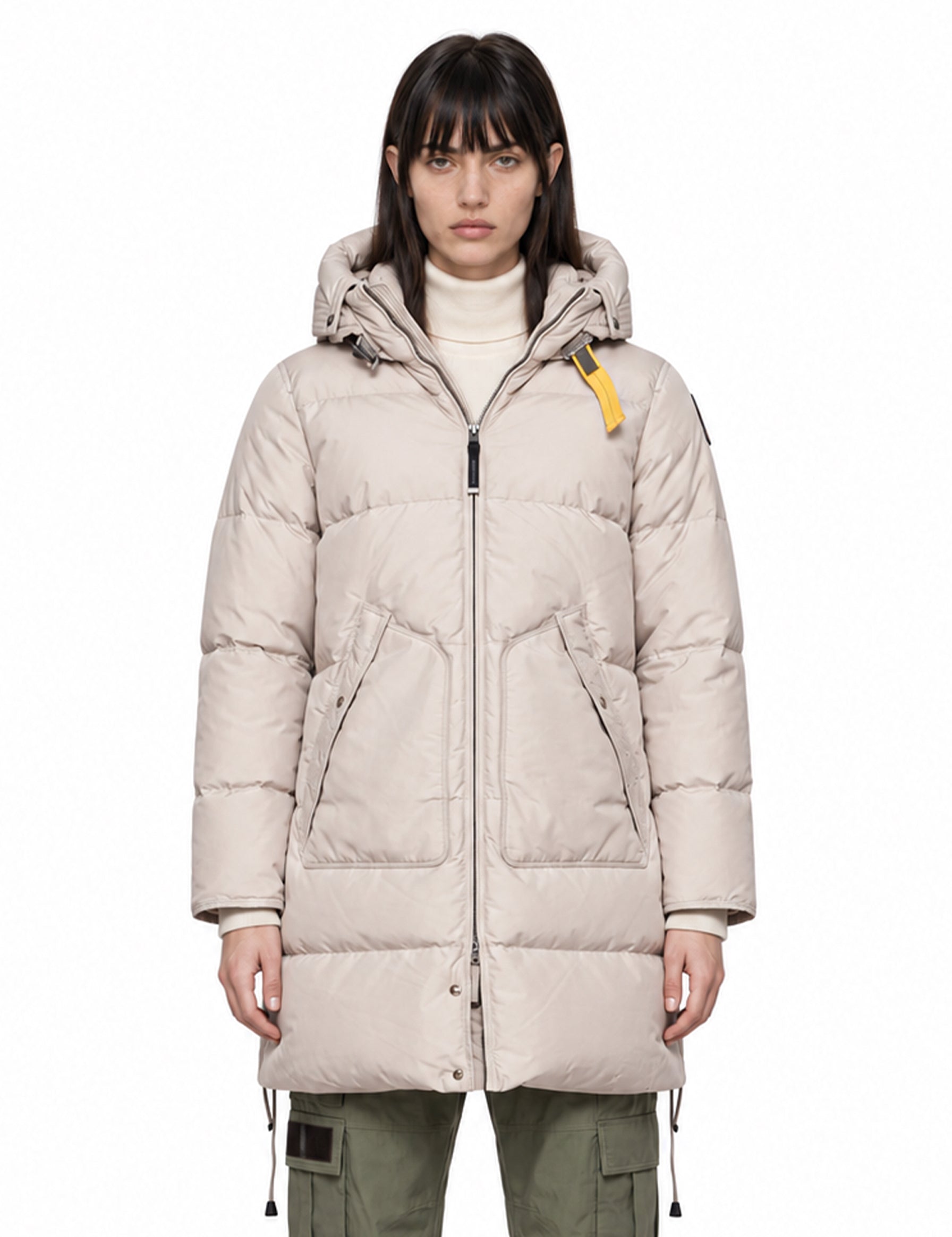 Piumino Long Bear con cappuccio in grigio 