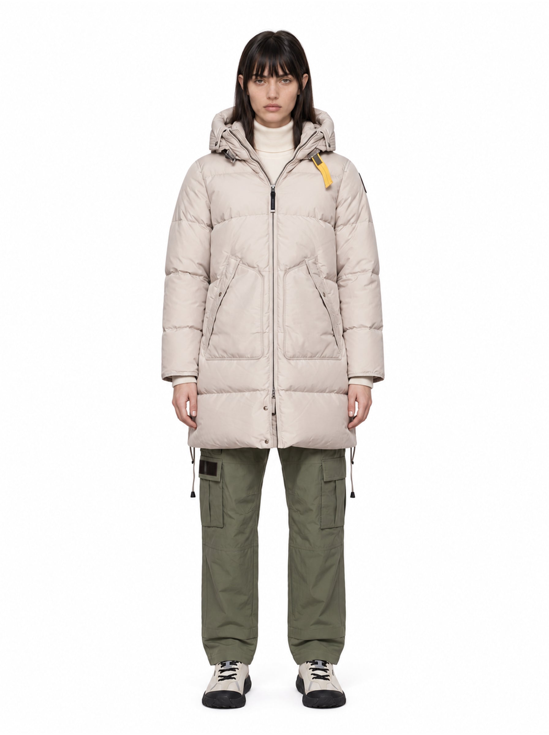 Piumino Long Bear con cappuccio in grigio 