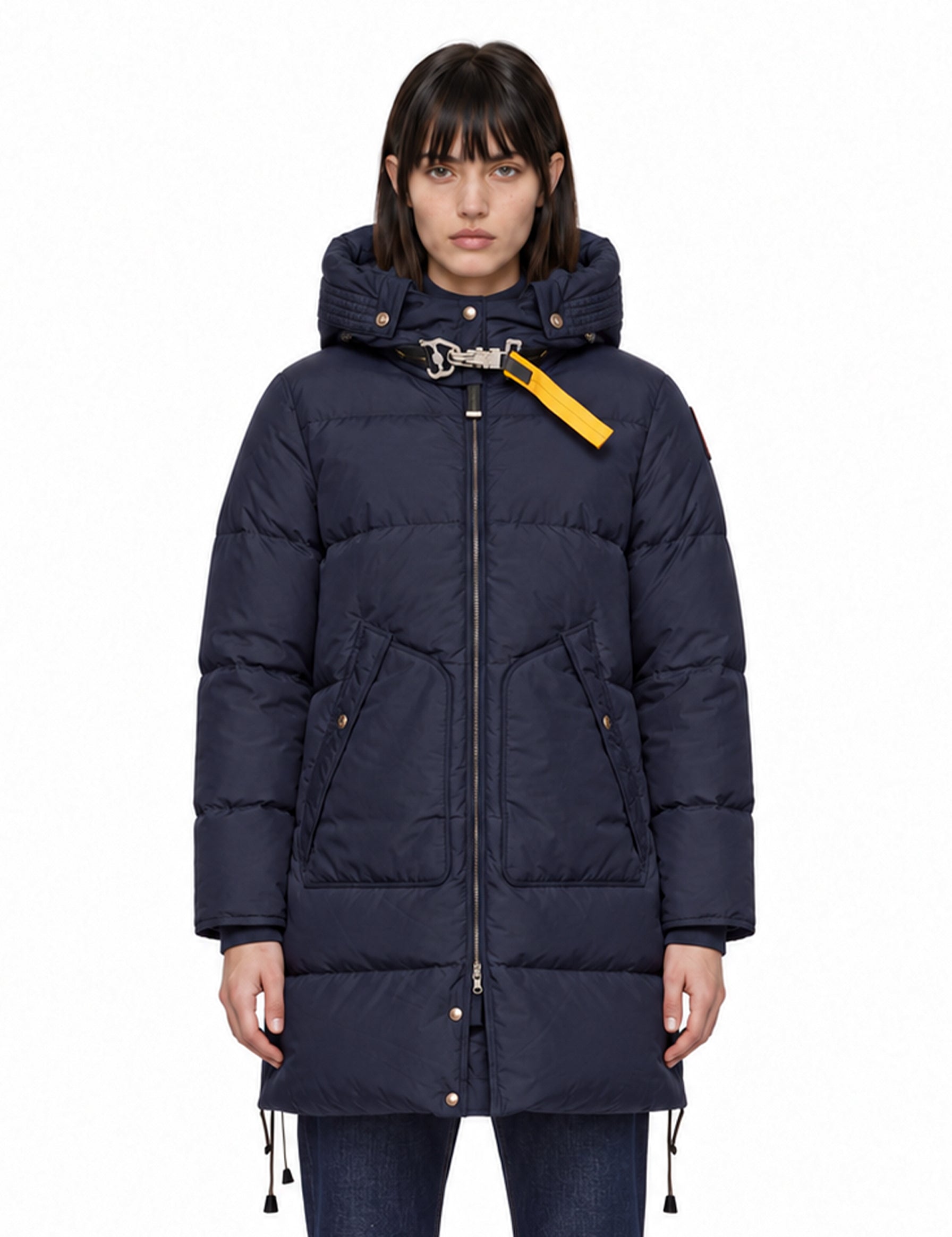 Piumino Long Bear con cappuccio in blu 