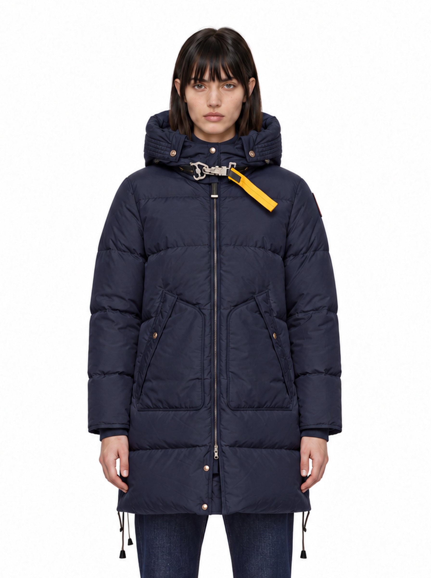 Piumino Long Bear con cappuccio in blu 