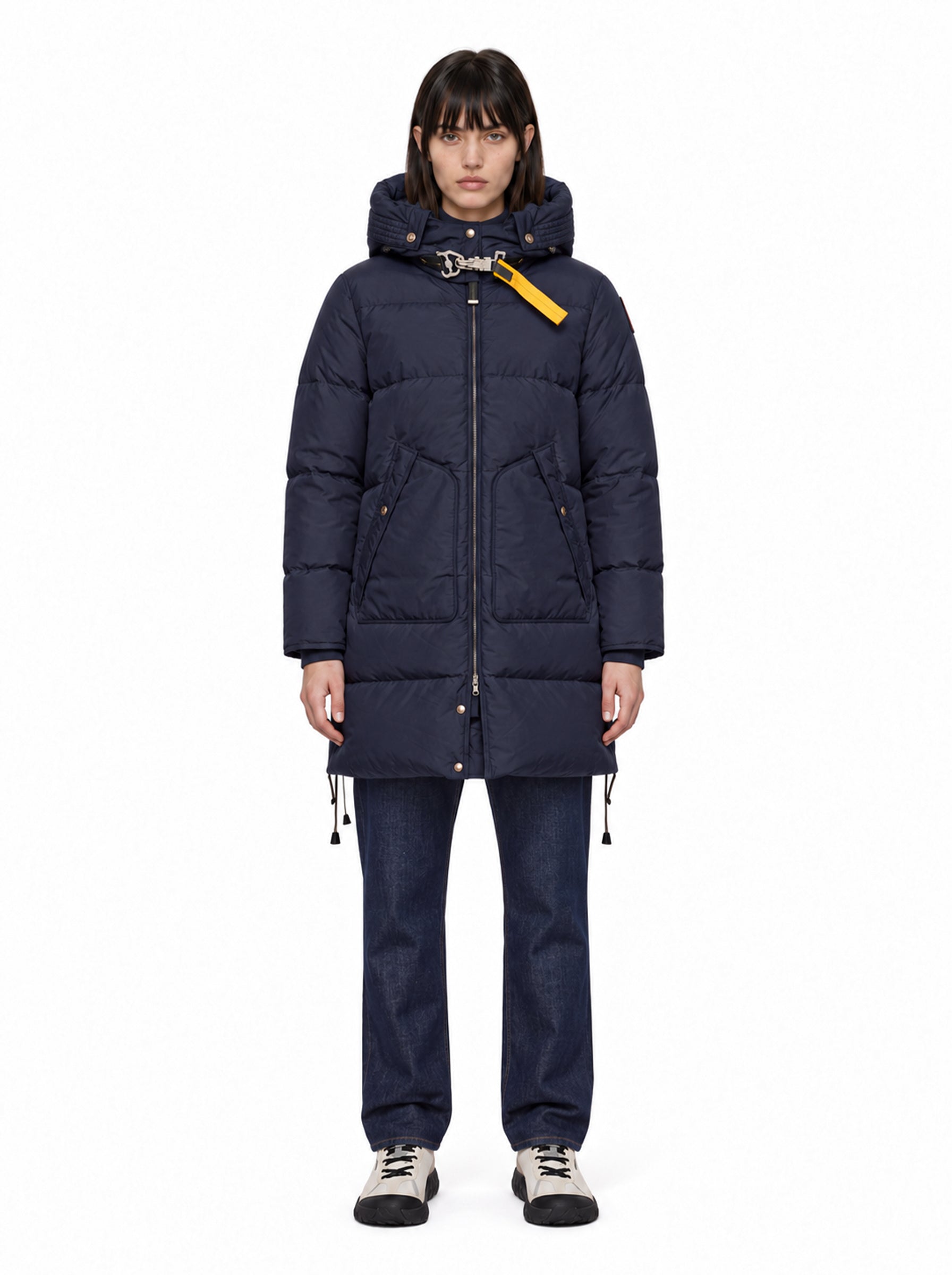 Piumino Long Bear con cappuccio in blu 