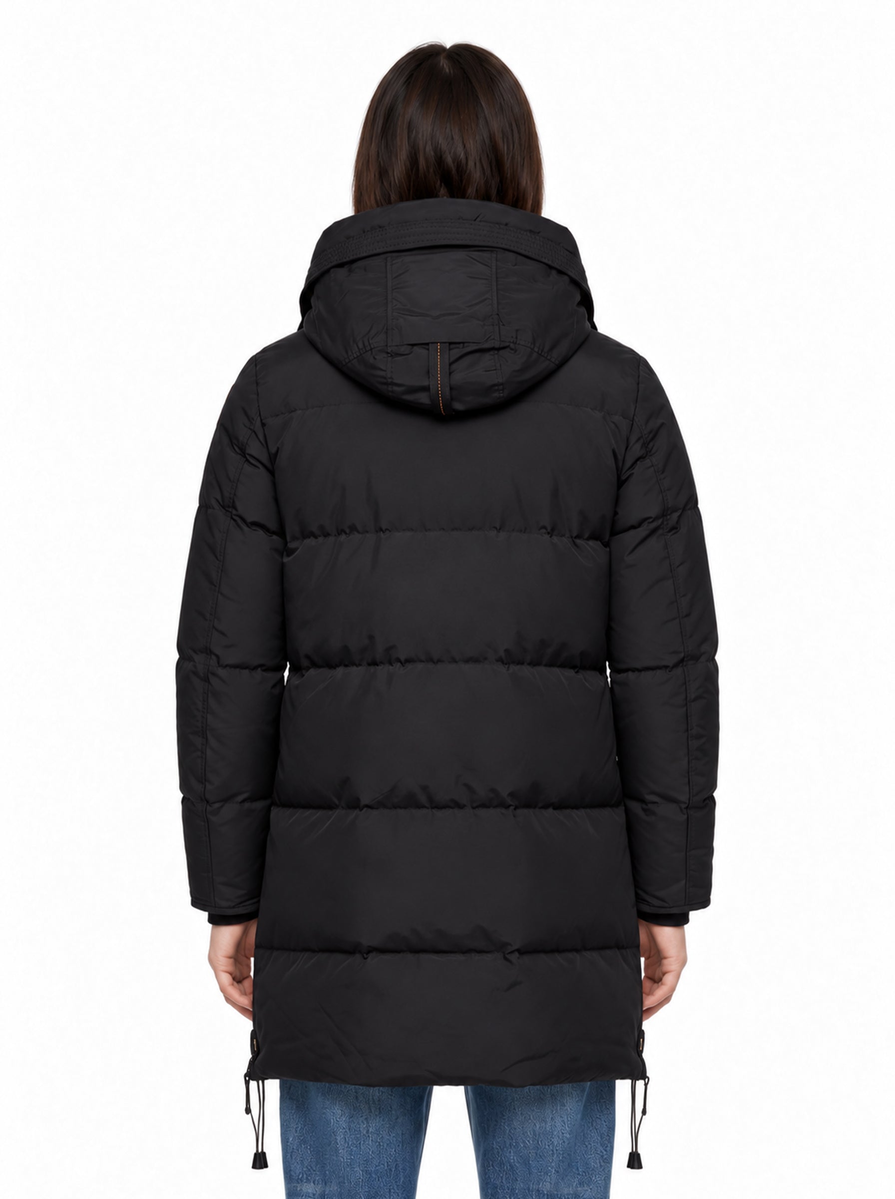 Piumino Long Bear con cappuccio in nero 