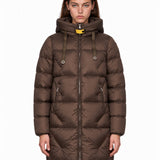 Piumino lungo Janet in marrone 