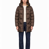 Piumino lungo Janet in marrone 