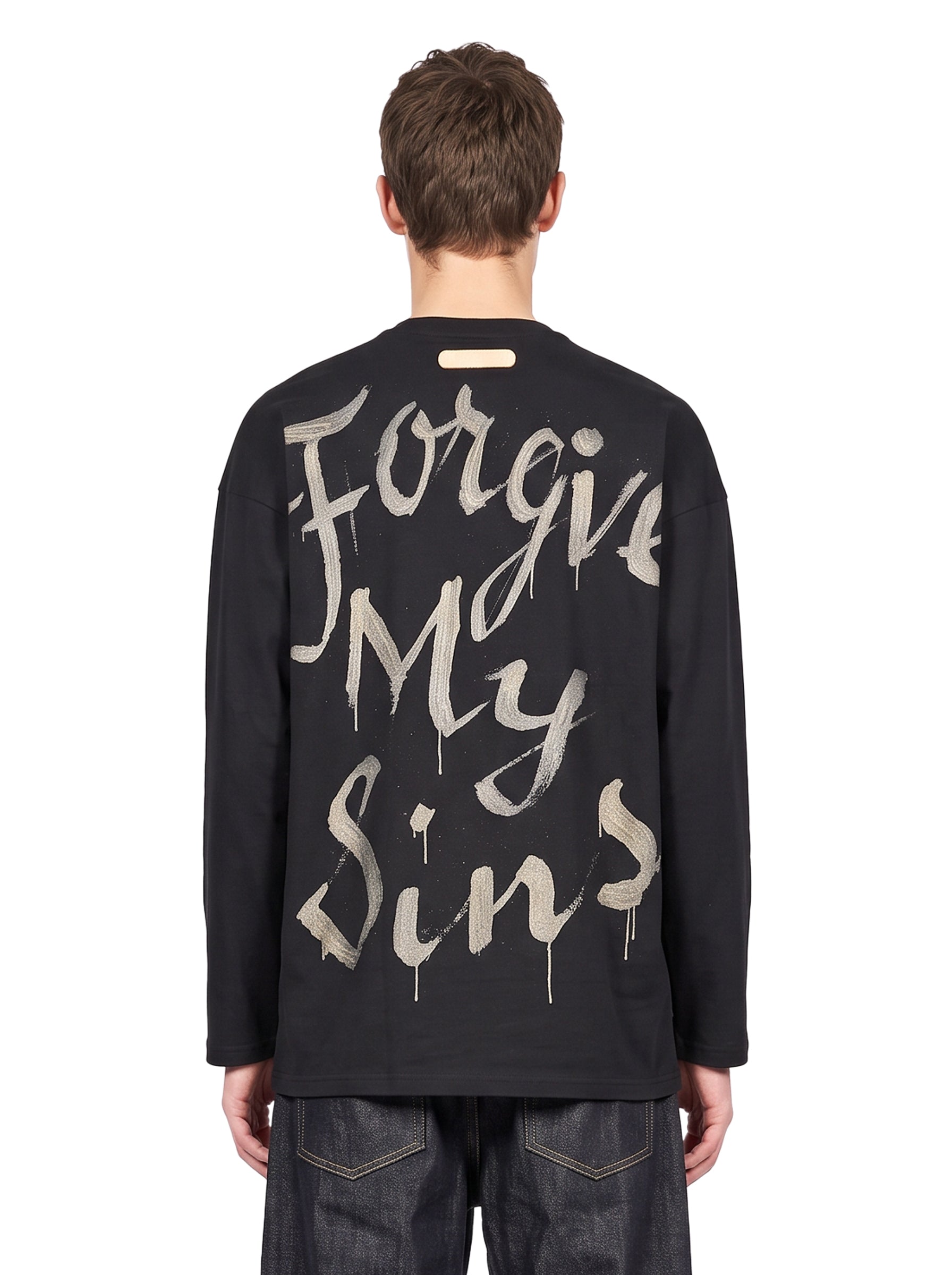 T-shirt a maniche lunghe Forgive My Sins in nero 